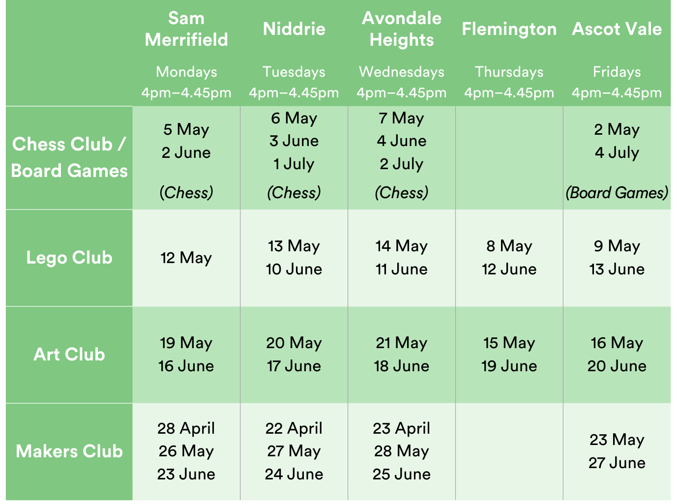 After School Clubs Term 2 2025 After School Clubs Term 2 2025
