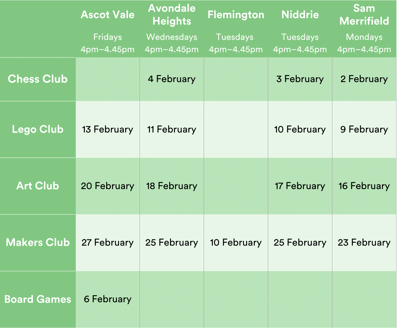 After School Clubs Brochure Schedule Summer 2025 26 (3)